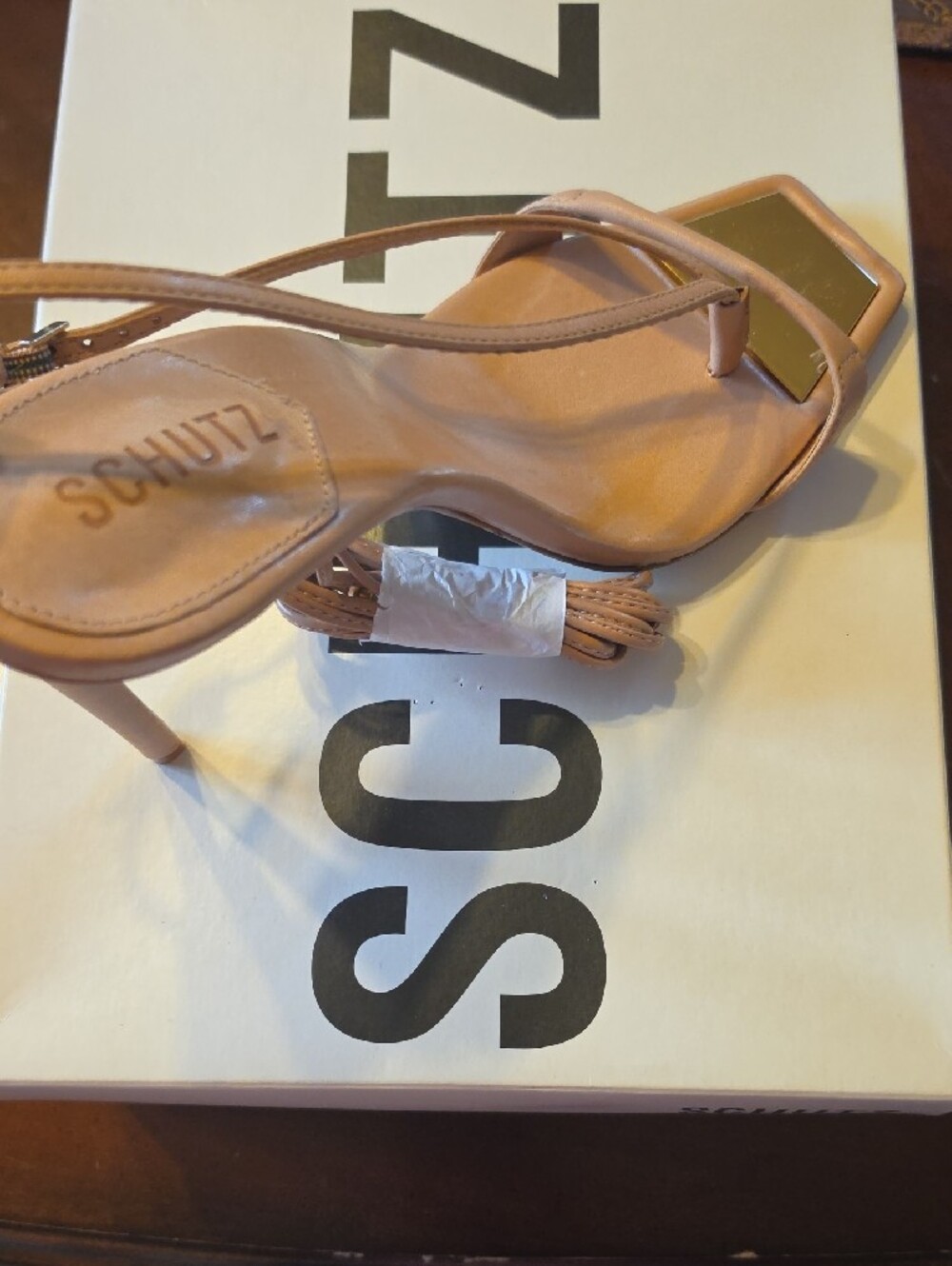 SCHUTZ Nude Strappy Stiletto Sandal - Picture 3 of 5